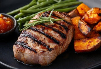 Grilled Pork with Roasted Sweet Potatoes